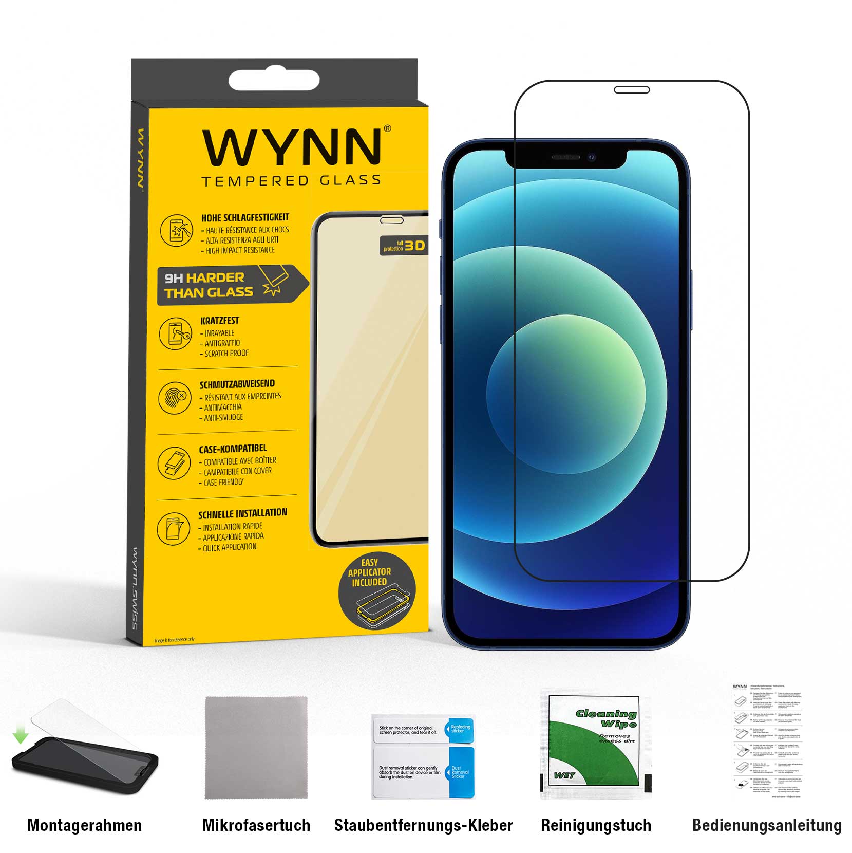 WYNN iPhone 12 Mini 3D Full Coverage Schutzglas