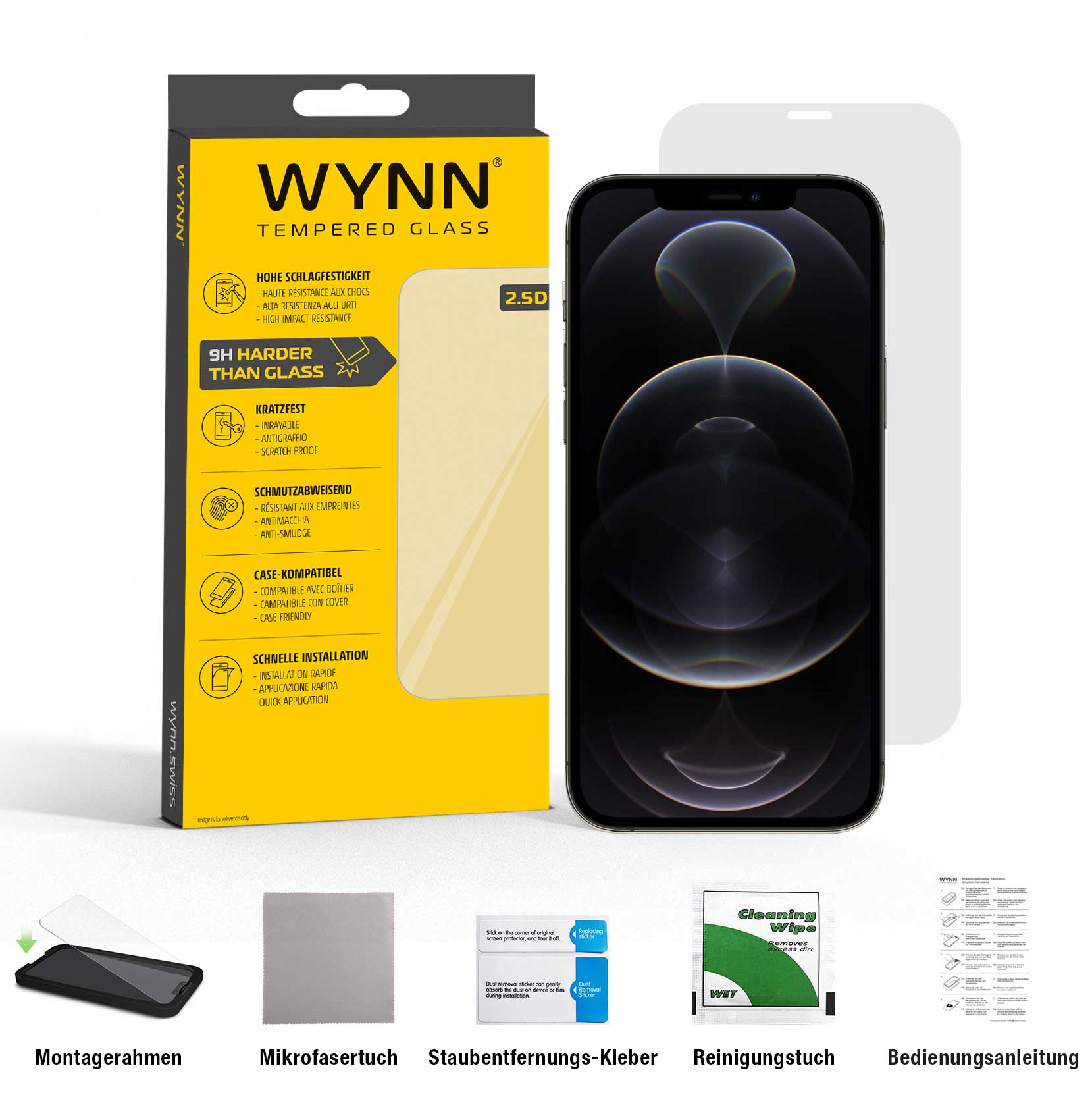 WYNN iPhone 12 Pro Max 2.5D Extra Clear Schutzglas
