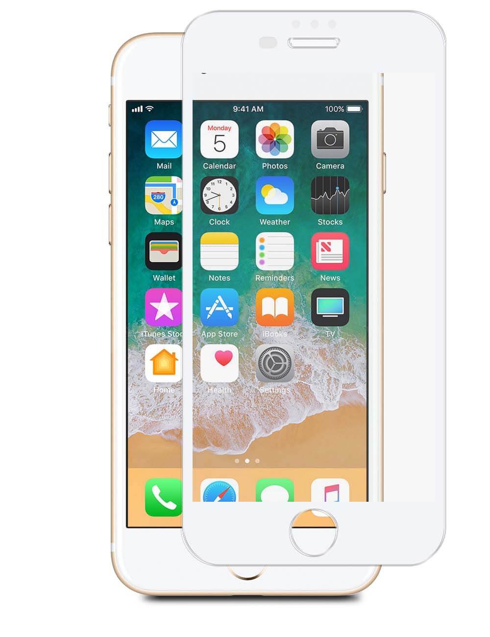 Sapphire 3D Curved Schutzglas iPhone 8 Plus/7 Plus/6s Plus (White)