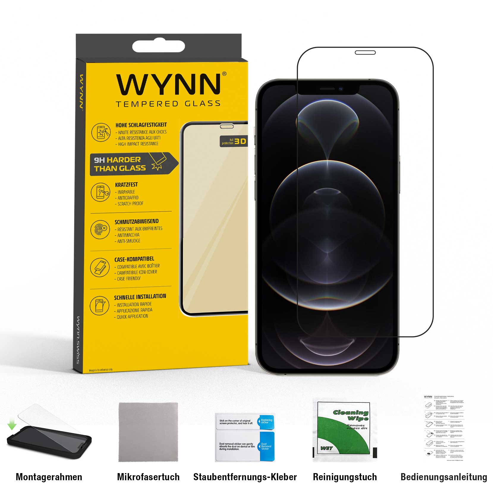 WYNN iPhone 12 Pro Max 3D Full Coverage Schutzglas