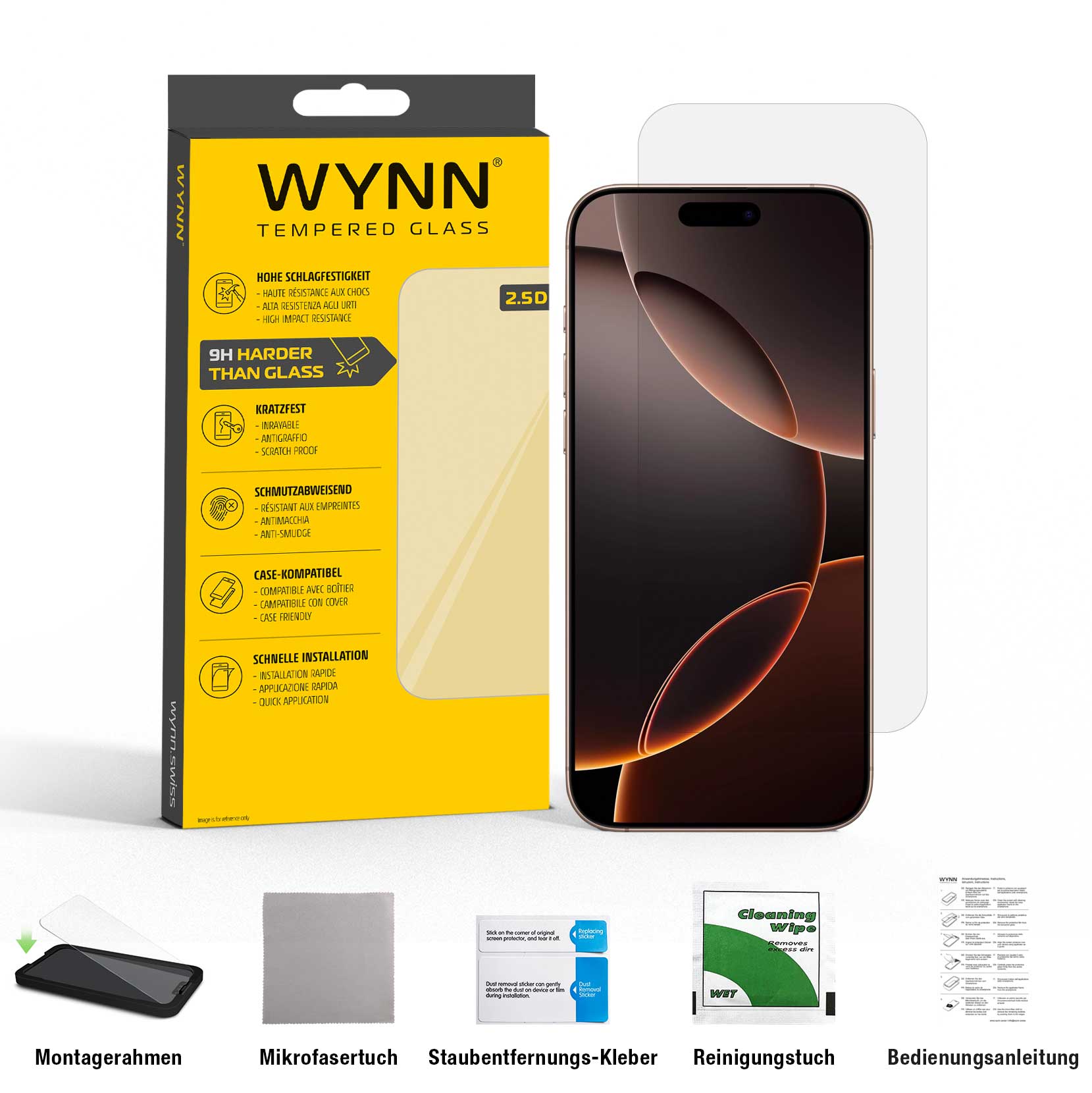 WYNN 2.5D Full Coverage Schutzglas  iPhone 16 Pro Max