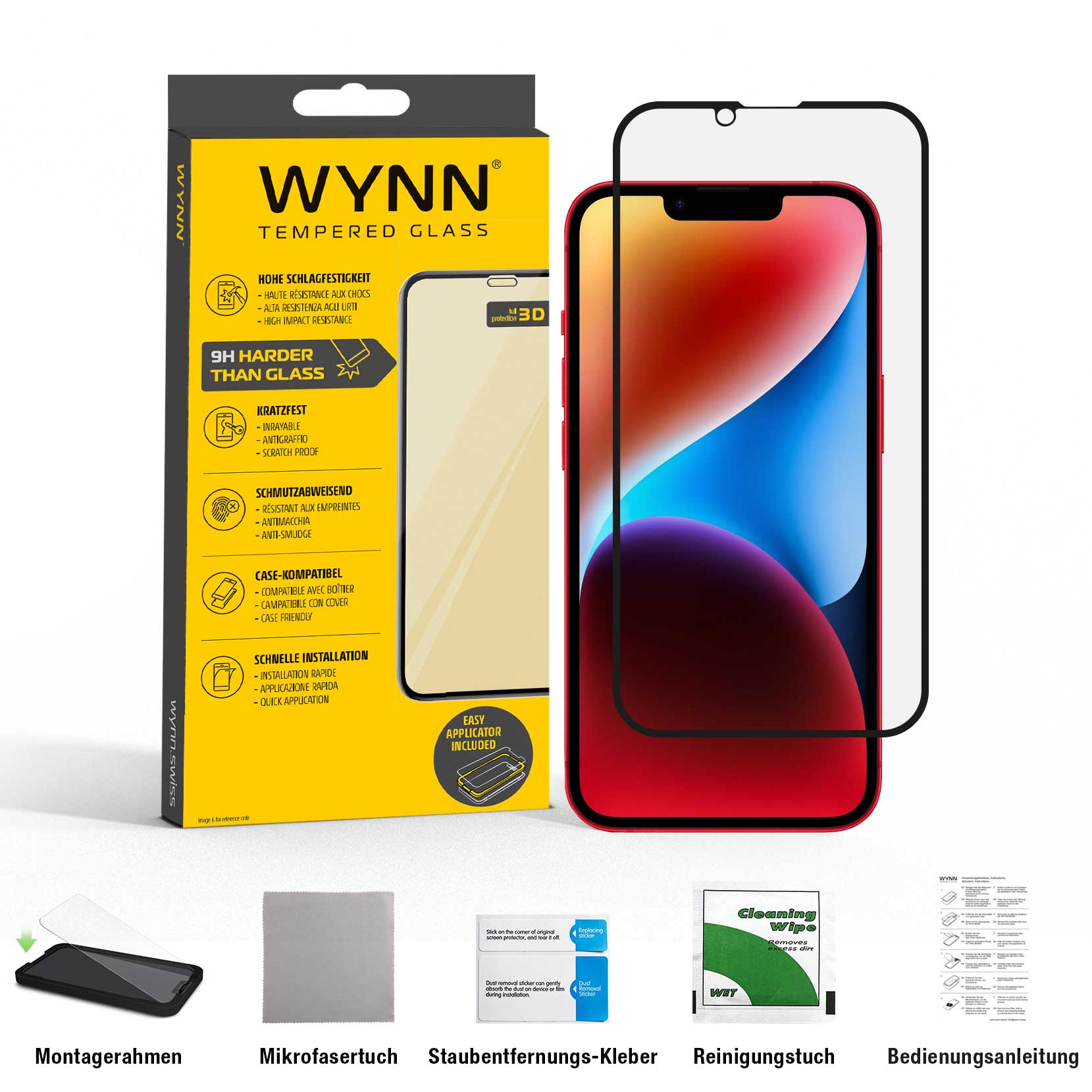 WYNN® 3D Full Coverage Schutzglas iPhone 14 Plus/13 Pro Max