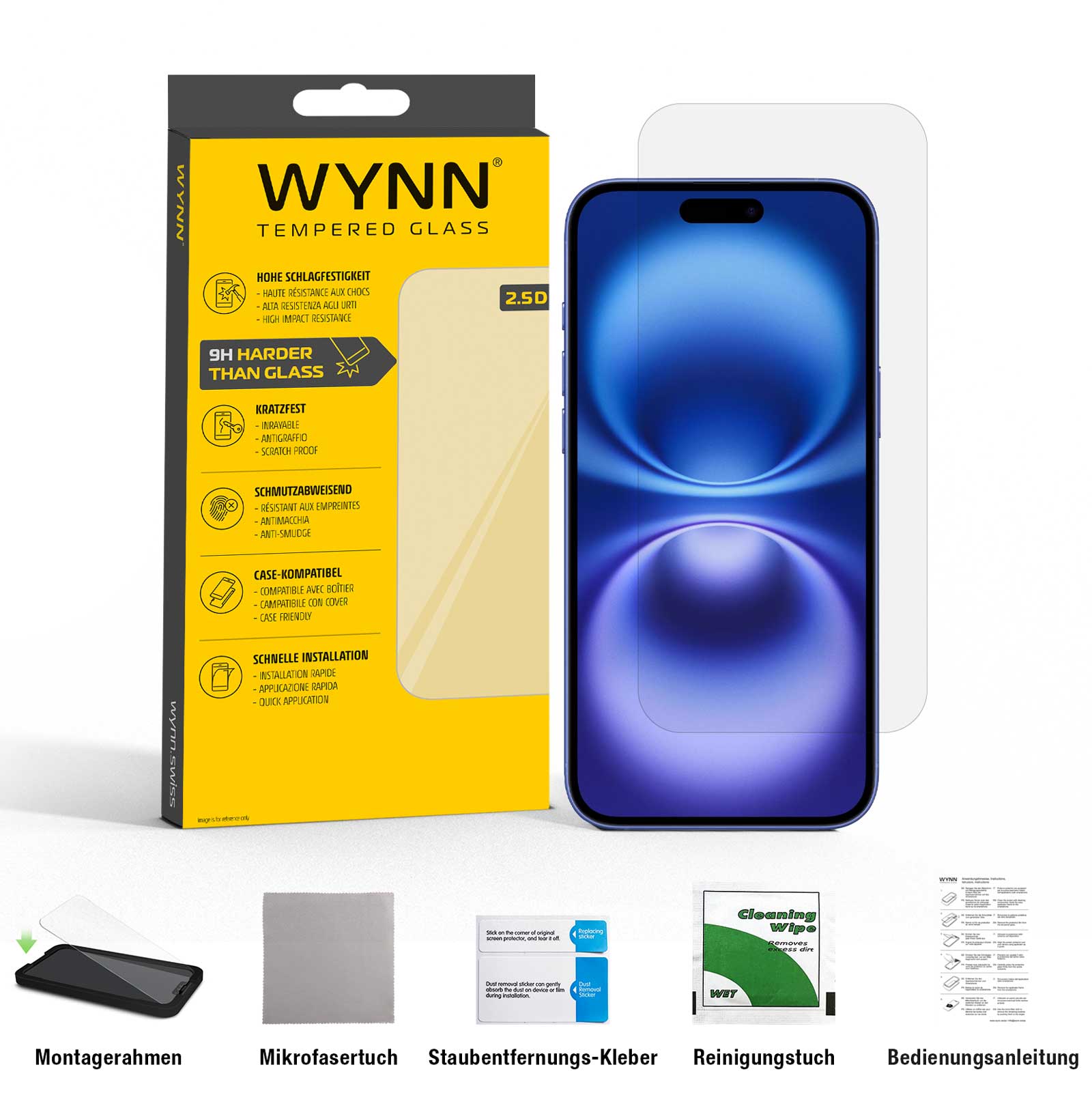 WYNN 2.5D Full Coverage Schutzglas  iPhone 16 Plus