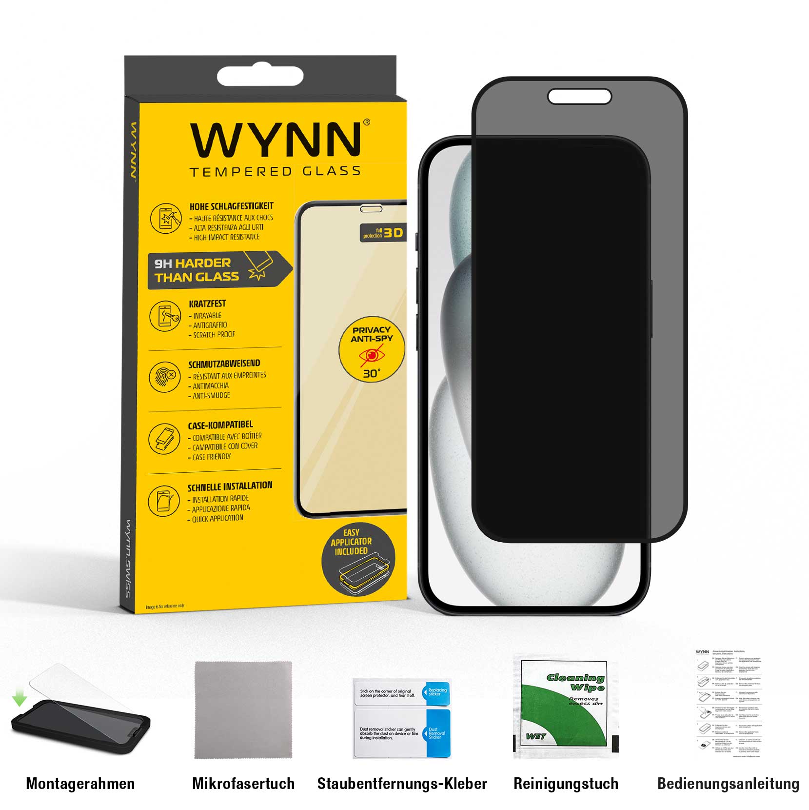 WYNN 3D Privacy Schutzglas  iPhone 15