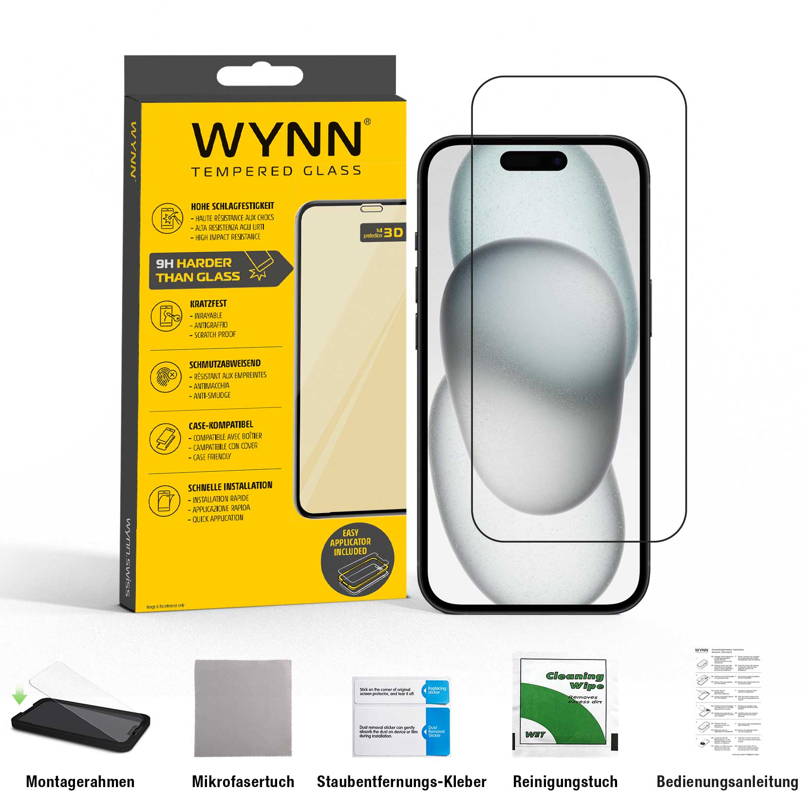 WYNN 3D Full Coverage Schutzglas  iPhone 15