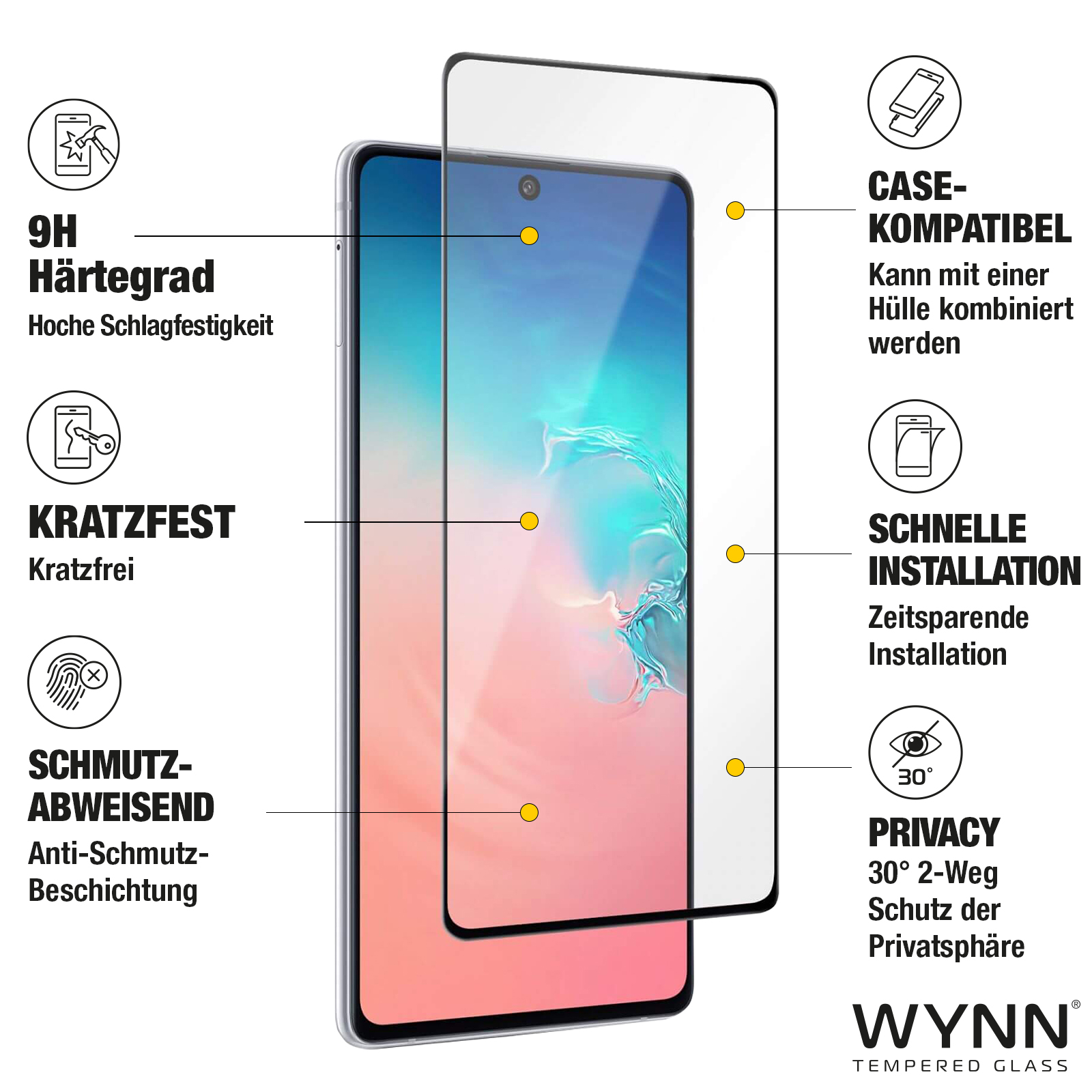 WYNN Samsung S10 Lite/A91 3D Full Coverage Schutzglas