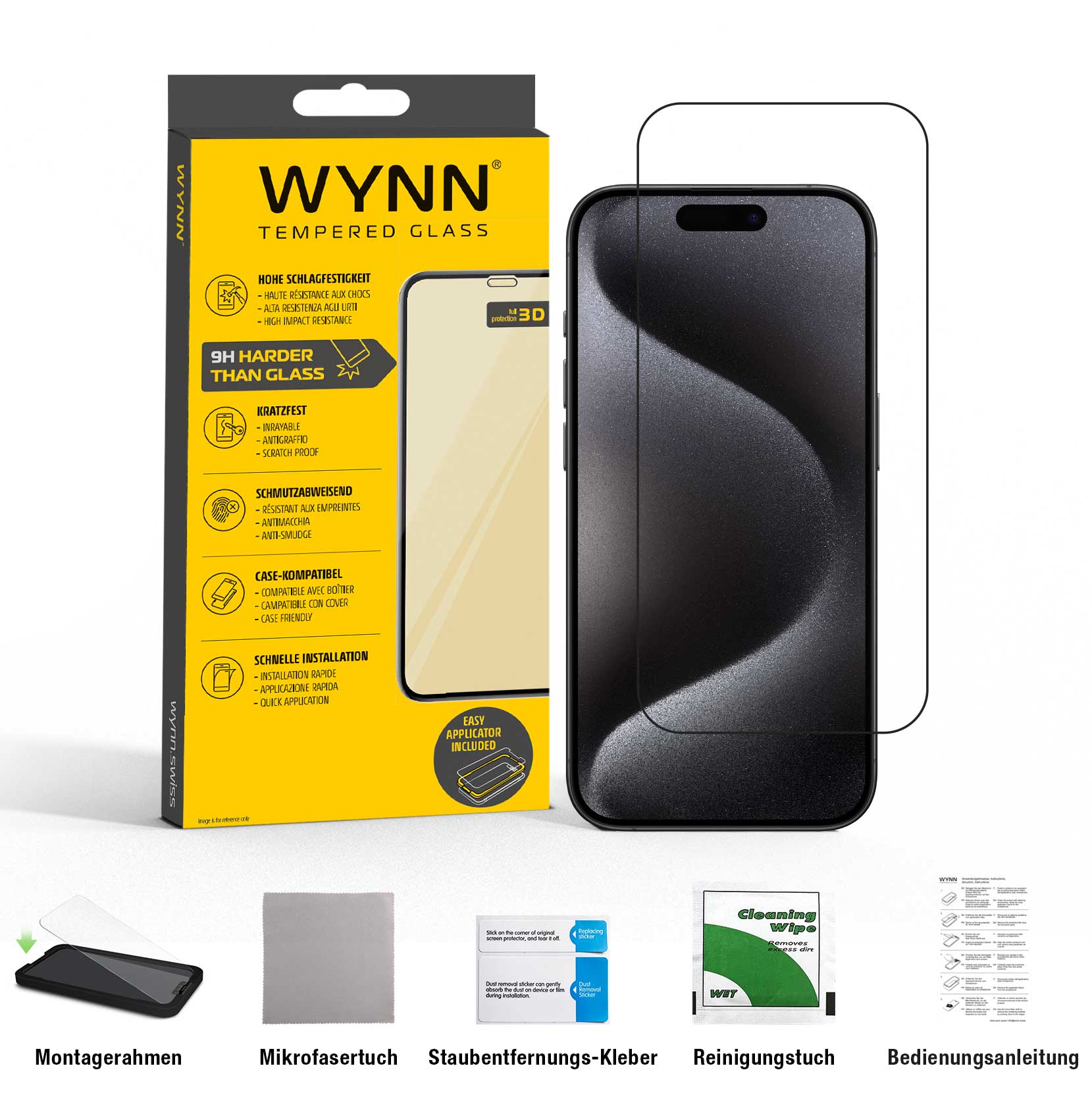 WYNN 3D Full Coverage Schutzglas  iPhone 15 Pro