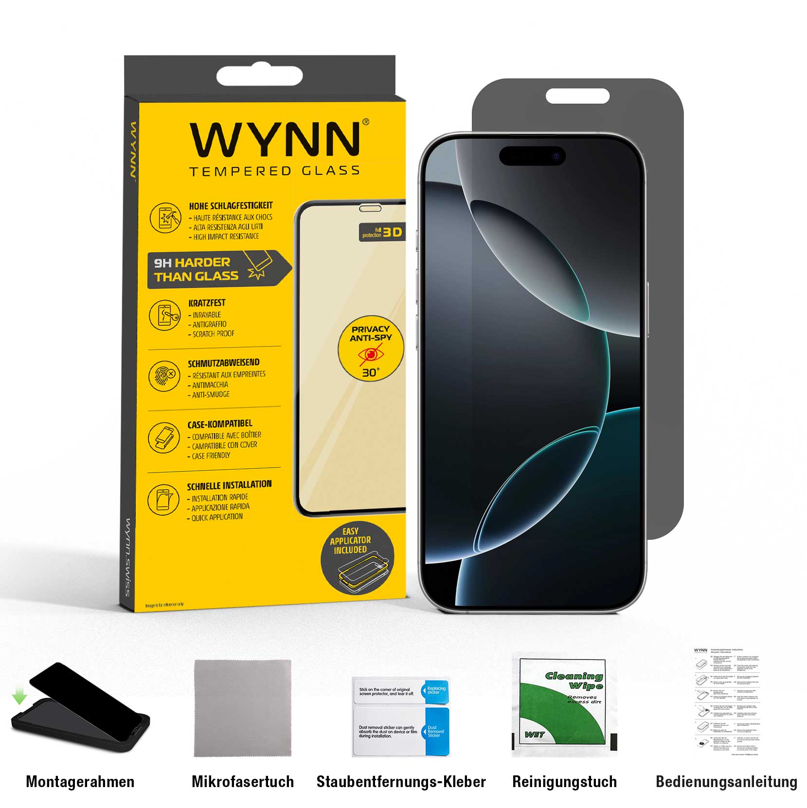 WYNN 3D Privacy Schutzglas iPhone 16 Pro